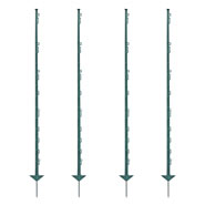 60x VOSS.farming Electric Fence Posts, Plastic, 150 cm, 14 Lugs, Green