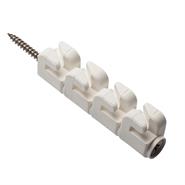 VOSS.pet 4-wire insulator with stainless-steel wooden thread for positive/negative fences, white