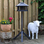 "Vejers" Bird Table with Felt Roof + Stand, Black