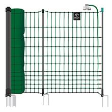 Poultry Netting 50m x 112cm, VOSS.farming farmNET+, 20 Posts, 2 Spikes, Green, Electrifiable