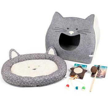 VOSS.pet Cat Toy Set "3" incl. Bed, Cave, 2 x Toys