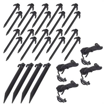 Premium Service Set for Nettings, Black, incl.  Pegs, Guy Ropes, Line Runners