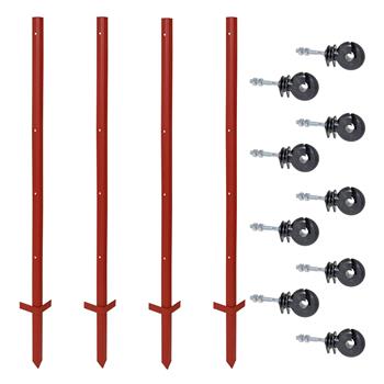 40x VOSS.farming Angle Steel Posts 115cm, 3mm, Double Step + 175x M6 Ring Insulators
