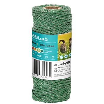100m VOSS.pet Electric Fence Polywire, 1x0.2 Cu + 3x0.2 StSt, Green, Very High Conductivity