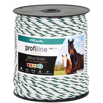 VOSS.farming Electric Fence Rope 200m, Ø 6mm, 6x0.25 HPC®, High Performance Conductor, White-Green