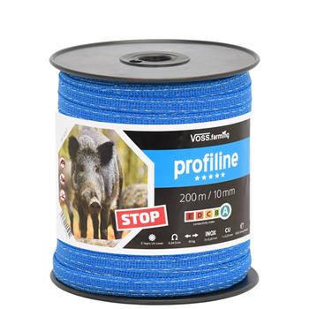 VOSS.farming Electric Fence Tape 200m, 10mm, 1x0.25 Cu + 3x0.2 StSt, Blue, Profiline