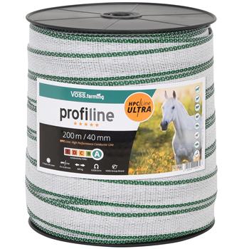 VOSS.farming Electric Fence Tape 200m, 40mm, 10x0.4mm HPC® Ultra, White-Green, profiline
