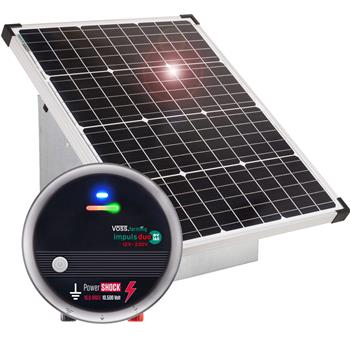 VOSS.farming Premium Set: 55W Solar System + impuls DV160 12V/Mains Energiser + Metal Box