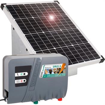 VOSS.farming Set: 55W Solar System + Box + 12/230V "SIRUS 8" Energiser