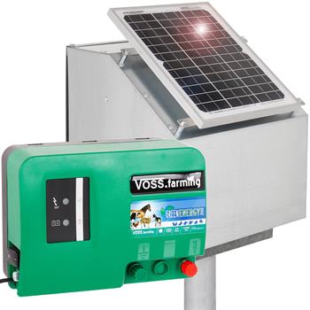 VOSS.farming 12W Solar Set + Anti-Theft Box + Mounting Post + Energiser "Green Energy"