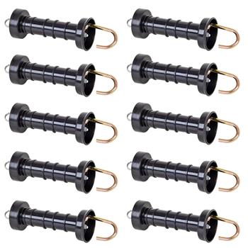 10x Gate Handles "Compact" with a Hook, Black, Saver Pack