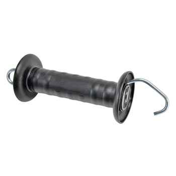 VOSS.farming Gate Handle, Large, with Spring Tension Limiter, Black, with Hook
