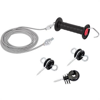 VOSS.farming Gate Handle Set "FLEXI 9m" with Electric Elastic Rope, 4.5 m - 9.0 m