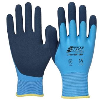 NITRAS "SOFT GRIP" Polyester Gloves, Water-Resistant, Light Blue
