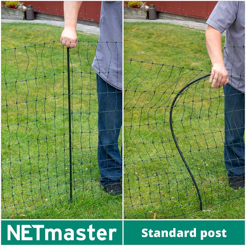 Height 135cm 9 NETmaster Posts VOSS.farming farmNET 25m Premium NON-ELECTRIC Poultry Fence Netting Green 2 Spikes
