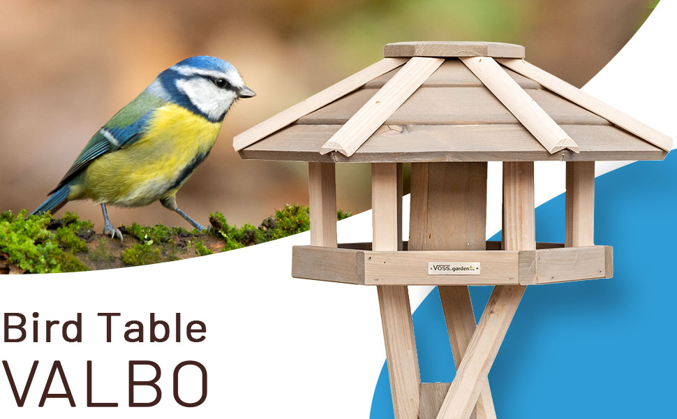Birdhouse VOSS.garden Valbo Wooden Bird Table Bird Feeder Feeding Station